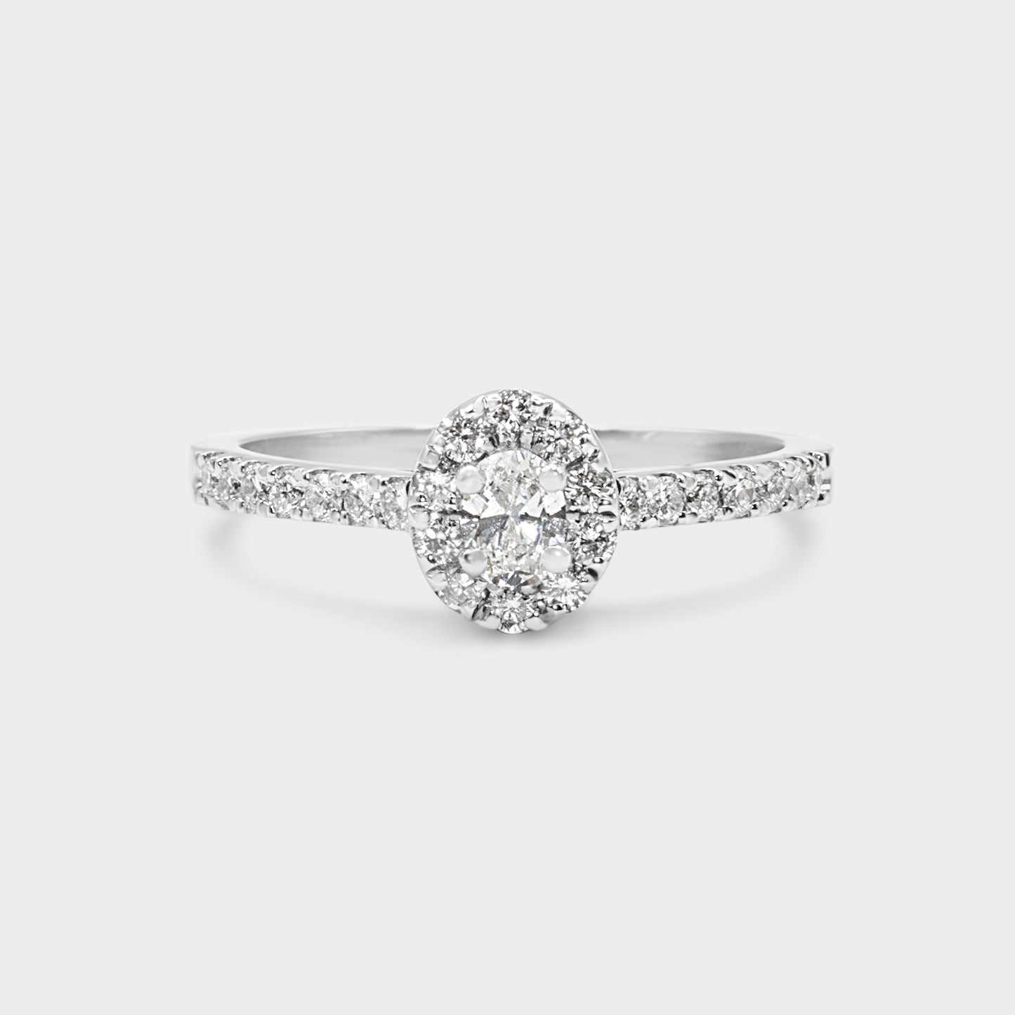 Felmeny Twinkle Oval Ring in White Gold with Diamonds