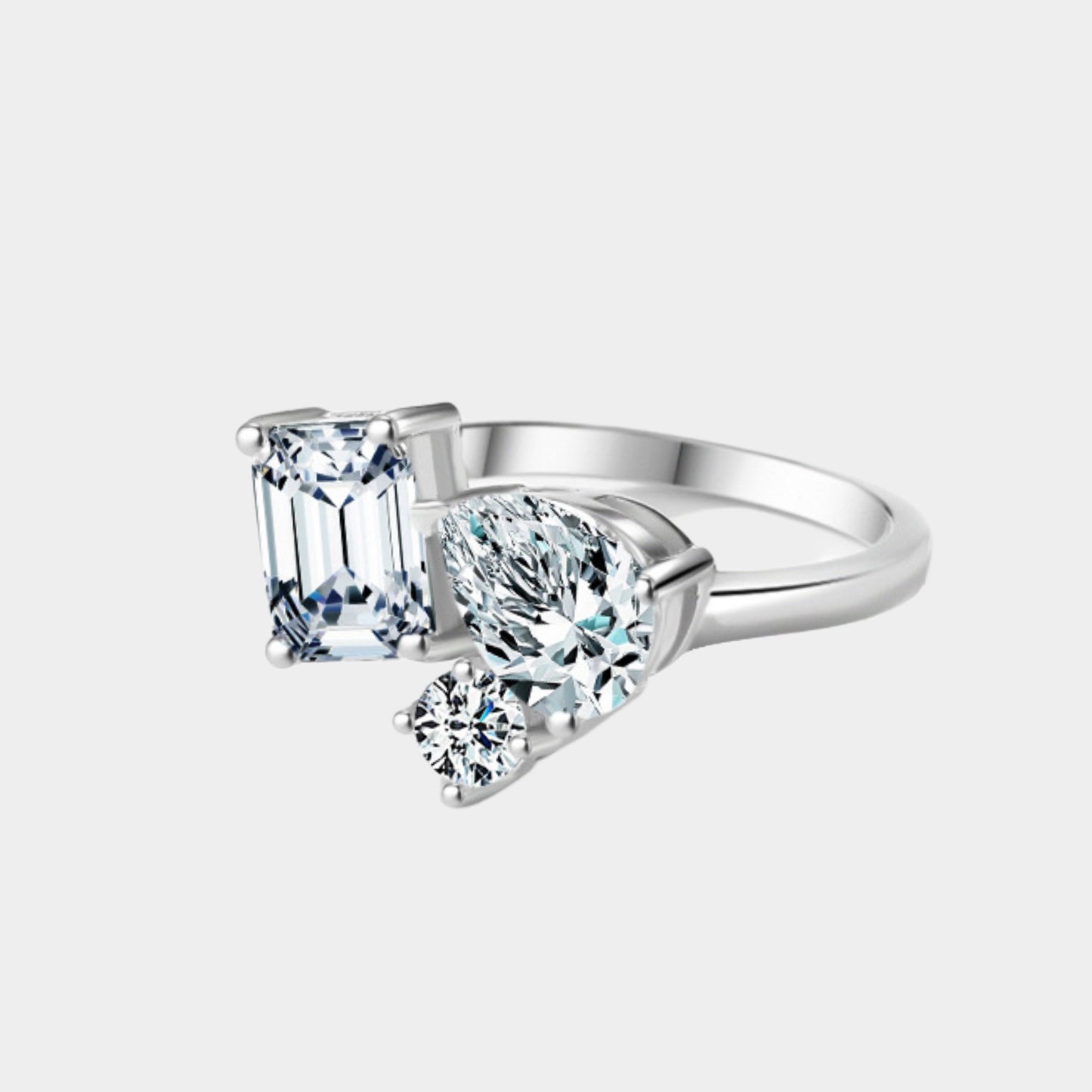 Felmeny Inlaid Geometric Ring in Silver with Zircon