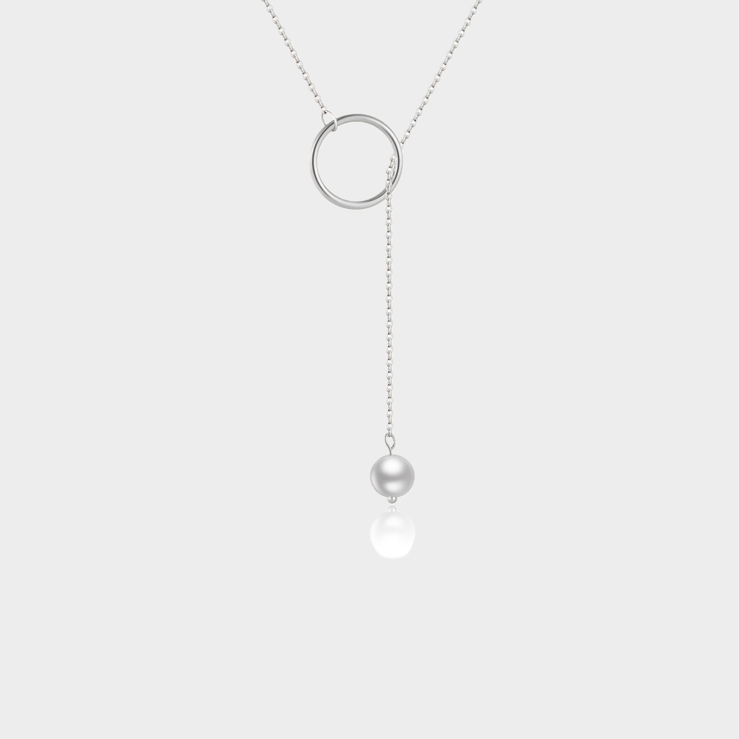 Felmeny Brushed Ball Necklace in Silver with Pearl