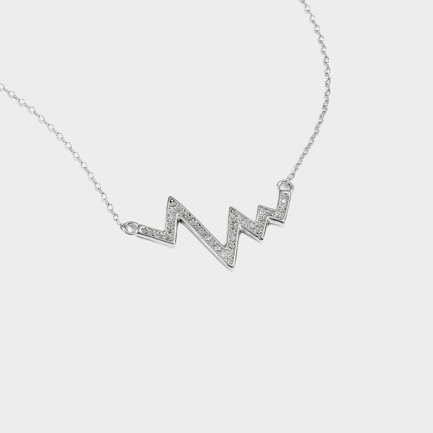 Felmeny Wave Necklace in Silver with Zircon