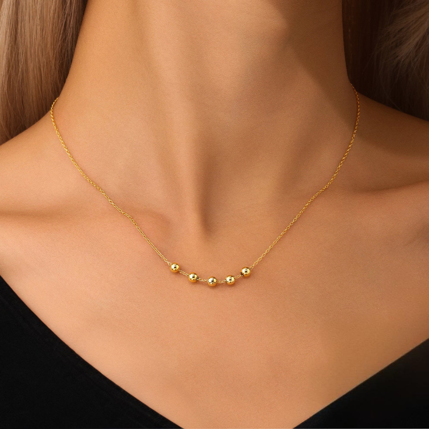 Felmeny Slidable Beads Necklace in Silver