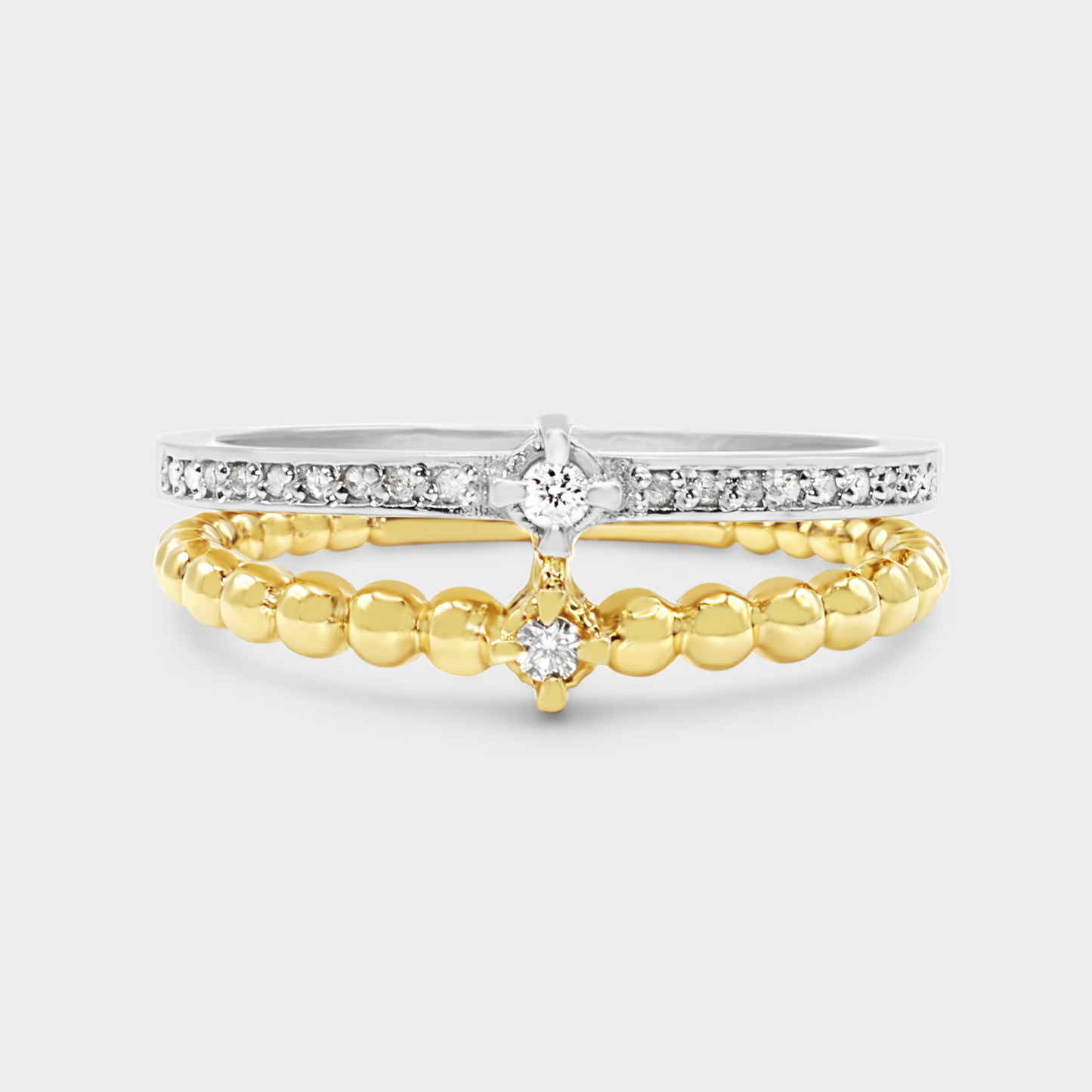 Felmeny Dual Harmony Ring in White & Gold with Diamonds