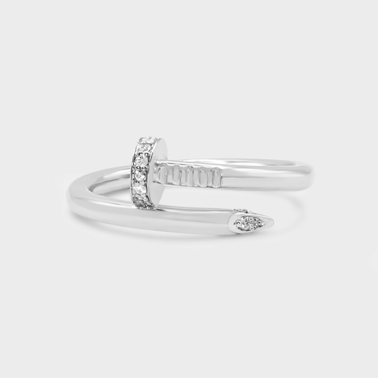 Felmeny Nail-Shaped Ring in White Gold with Diamonds