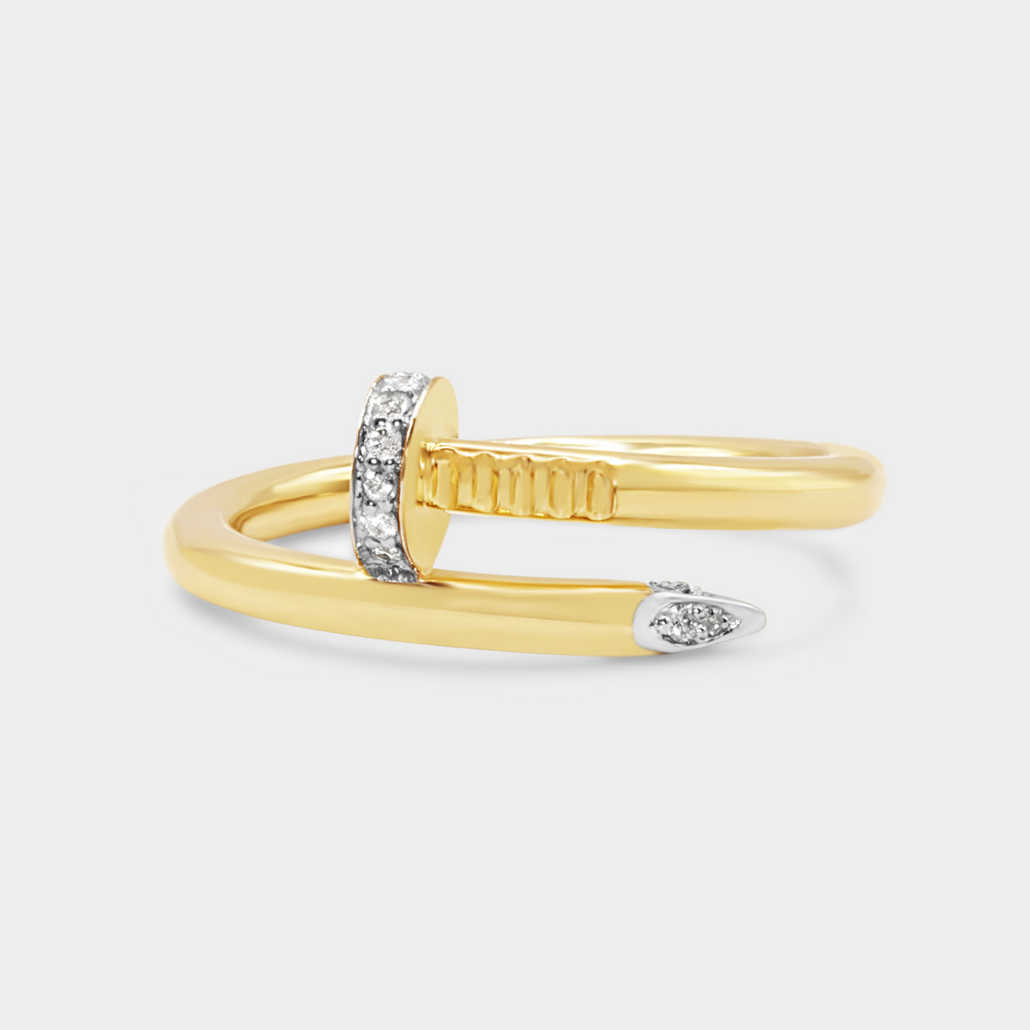 Felmeny Nail-Shaped Ring in Gold with Diamonds