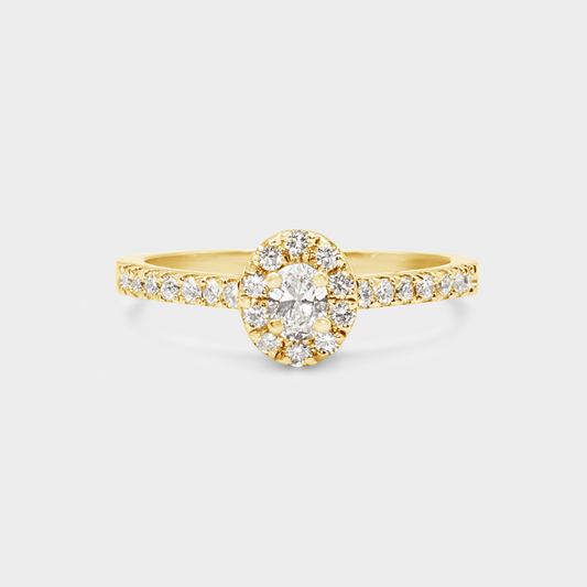 Felmeny Twinkle Oval Ring in Gold with Diamonds