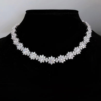 Felmeny Sunflower Collarbone Necklace in Silver with Zircon