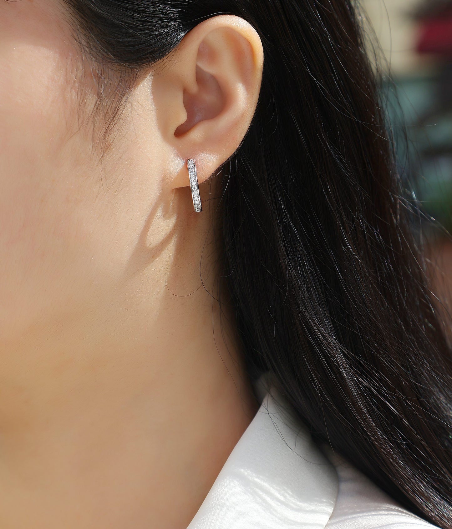 Felmeny Athena Earrings in Silver with Moissanite