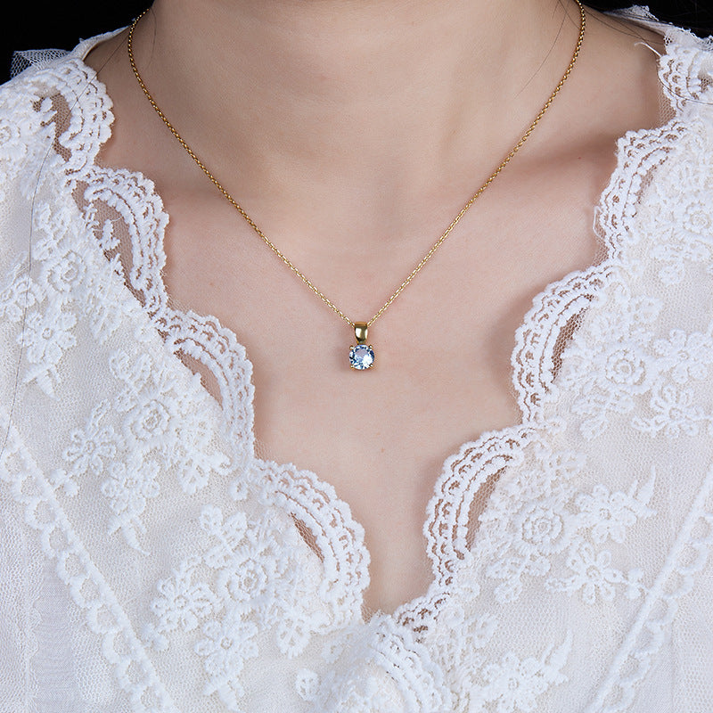 Felmeny Birthstone Necklace in Silver with Zircon