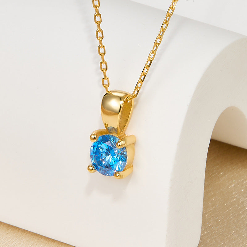 Felmeny Birthstone Necklace in Silver with Zircon