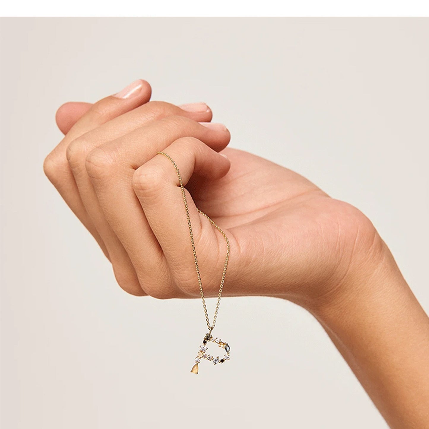 Felmeny Letter Necklace in Silver with Crystal