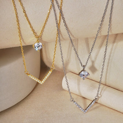 Felmeny Arrow Necklace in Silver with Zircon