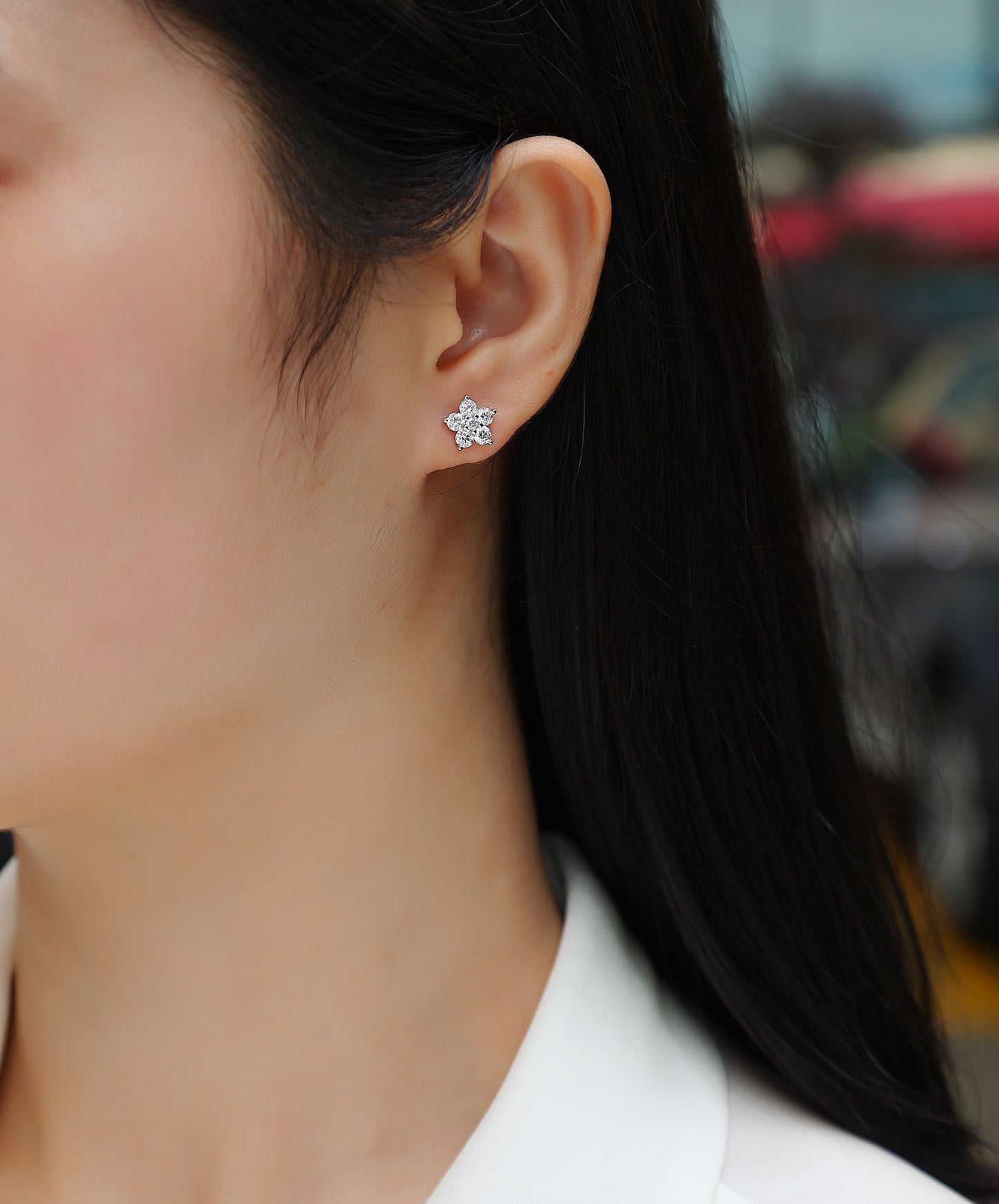 Felmeny Jasmine Earrings in Silver with Moissanite