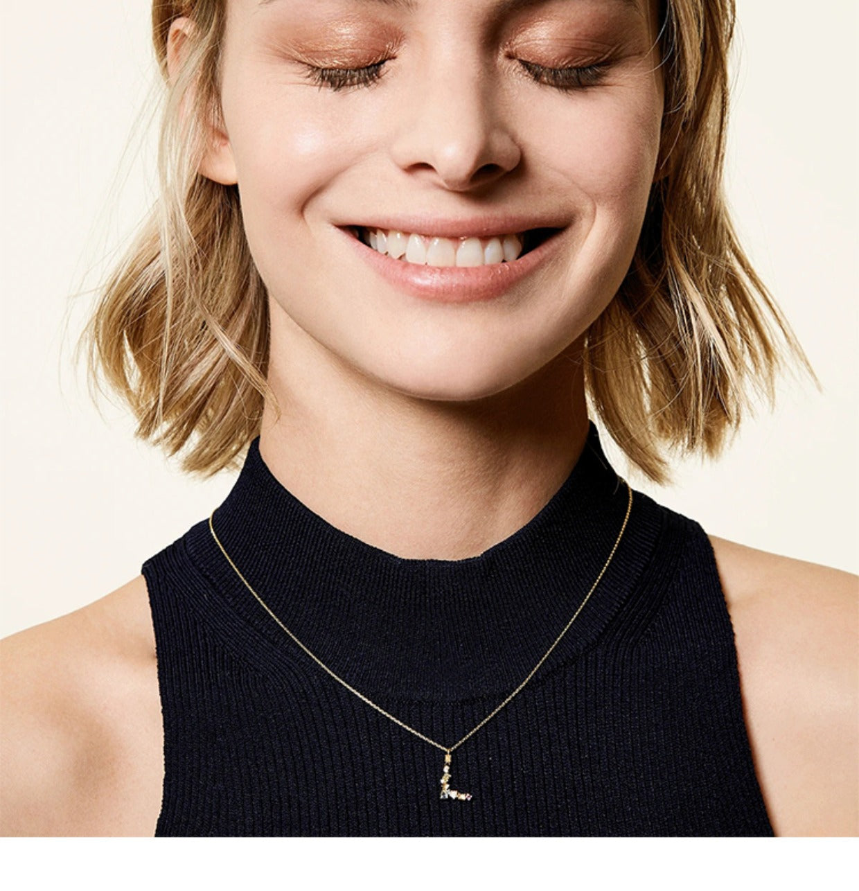 Felmeny Letter Necklace in Silver with Crystal