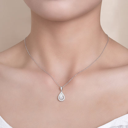 Felmeny Water Drop Necklace in Silver with Moissanite