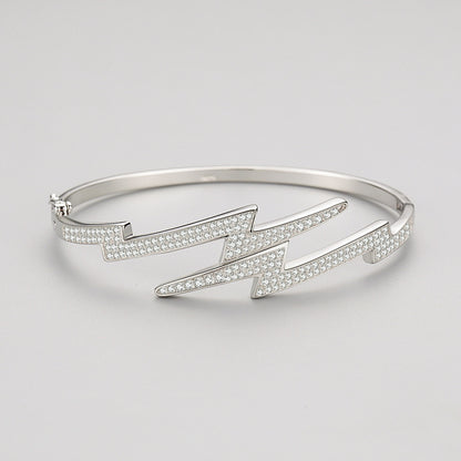 Felmeny Strike Bangle in Silver with Zircon