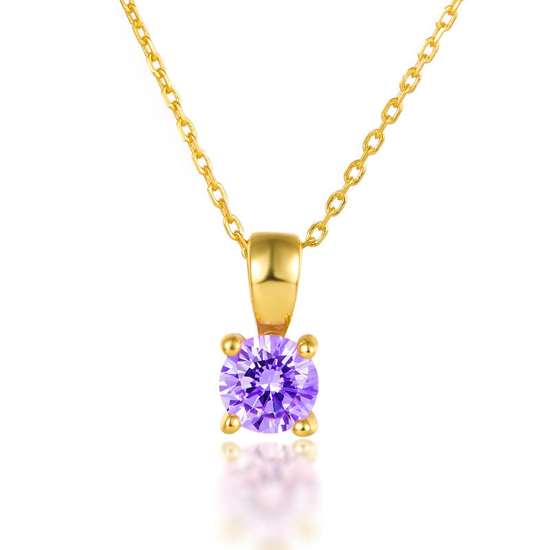 Felmeny Birthstone Necklace in Silver with Zircon