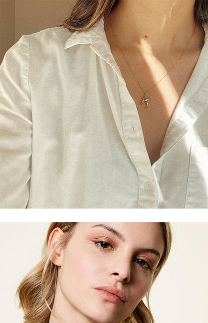 Felmeny Letter Necklace in Silver with Crystal