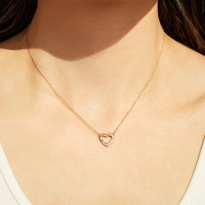 Felmeny Double Hollow Heart Necklace in Silver with Zircon
