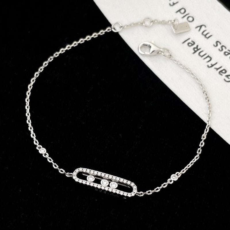 Felmeny V Move Bracelet in Silver with Zircon