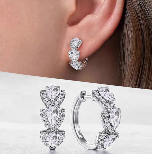 Felmeny Hoop Earrings in Silver with Zircon