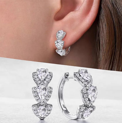 Felmeny Hoop Earrings in Silver with Zircon