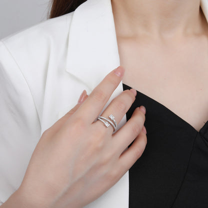 Felmeny Twina Ring in Silver with Moissanite