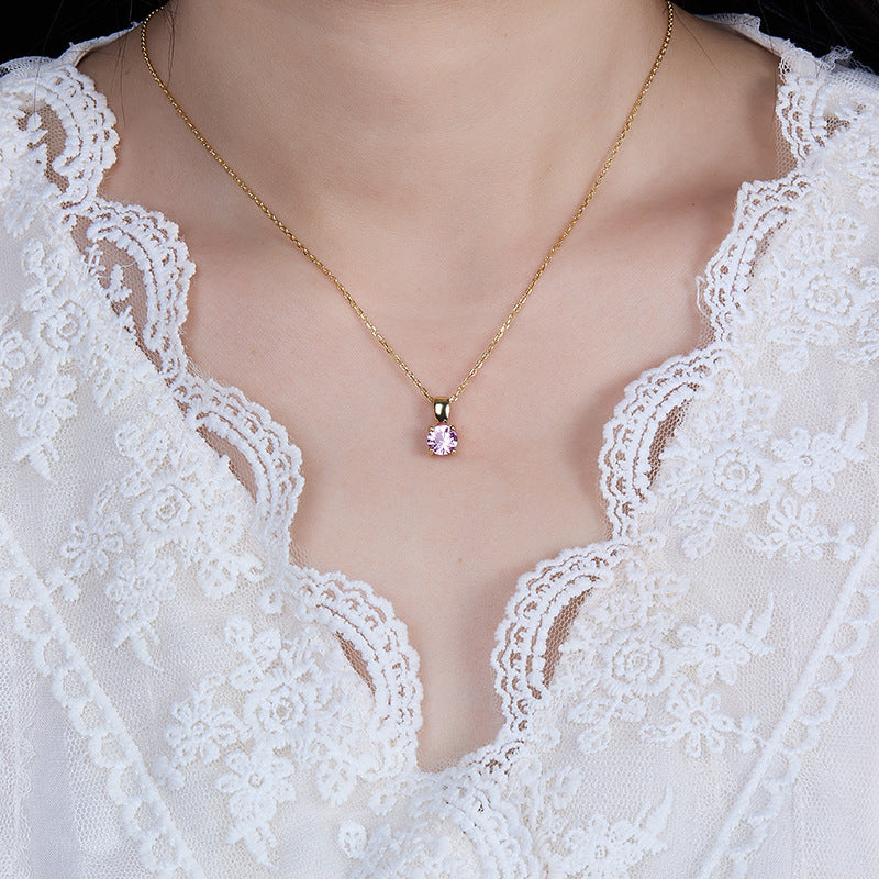 Felmeny Birthstone Necklace in Silver with Zircon