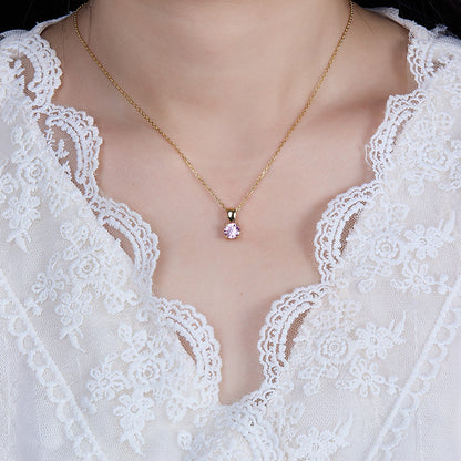 Felmeny Birthstone Necklace in Silver with Zircon