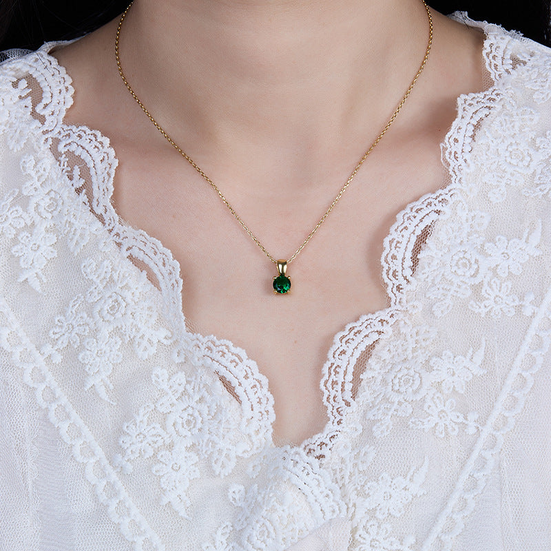 Felmeny Birthstone Necklace in Silver with Zircon