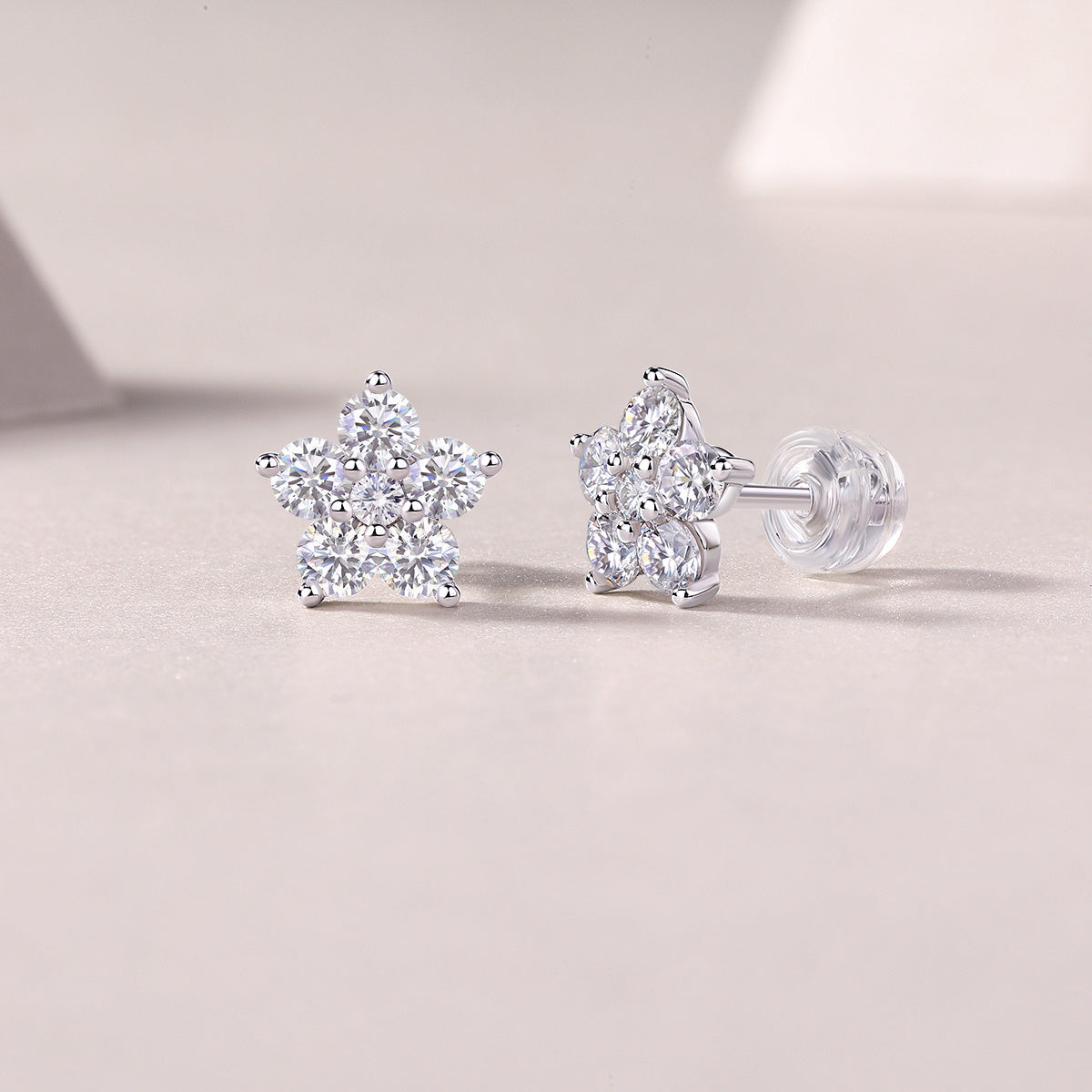 Felmeny Jasmine Earrings in Silver with Moissanite
