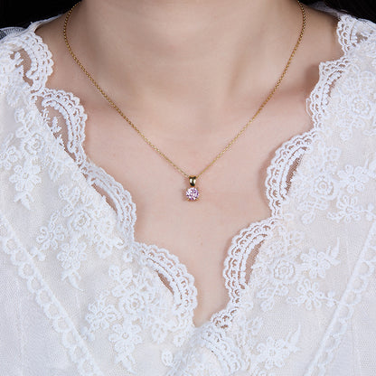 Felmeny Birthstone Necklace in Silver with Zircon