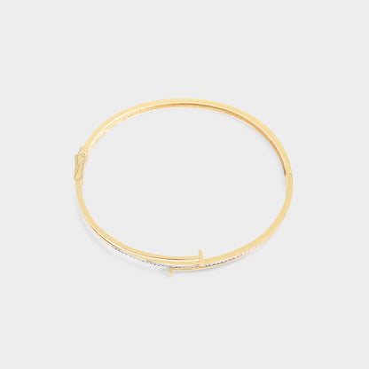 Felmeny Joined Nail Bangle in Gold with Diamonds