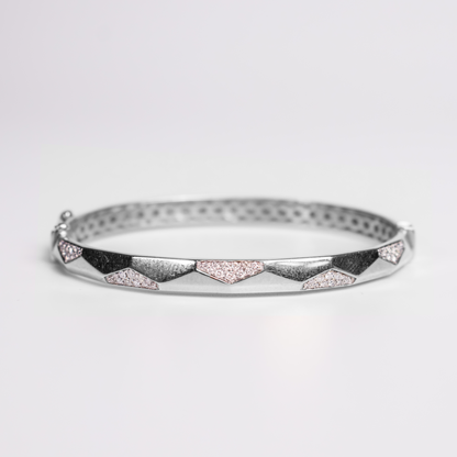 Felmeny Crested Home Bangle in White Gold with Diamonds