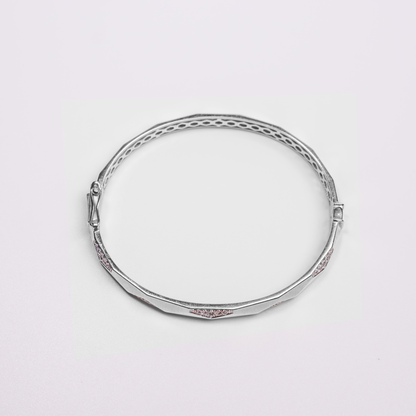 Felmeny Crested Home Bangle in White Gold with Diamonds