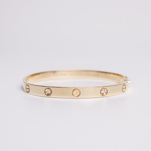 Felmeny Screw & Sparkle Bangle in Gold with Diamonds