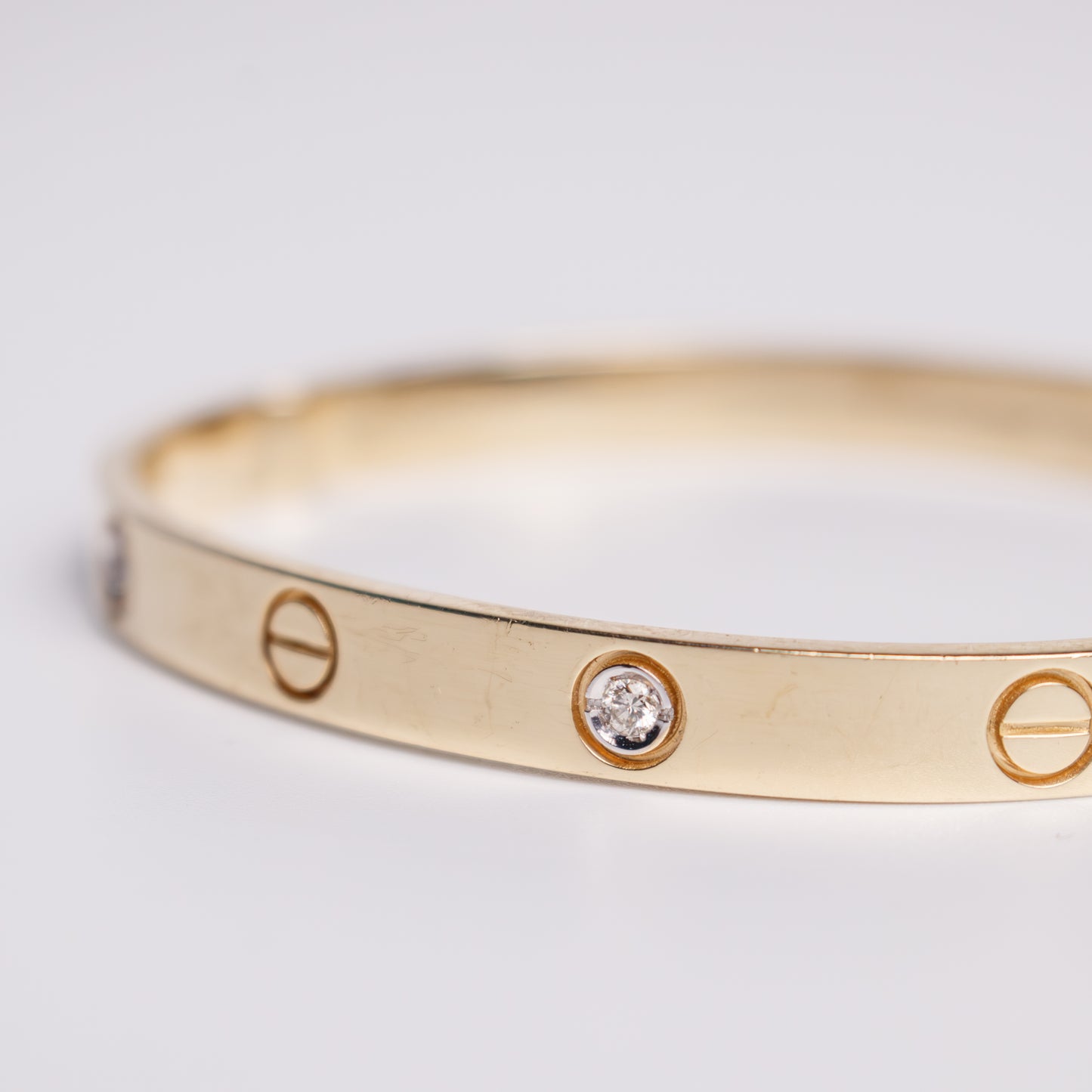 Felmeny Screw & Sparkle Bangle in Gold with Diamonds