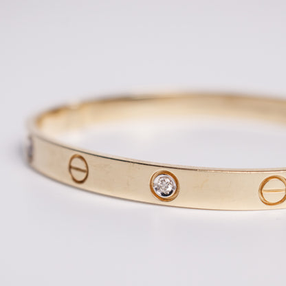 Felmeny Screw & Sparkle Bangle in Gold with Diamonds