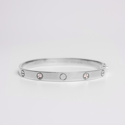 Felmeny Screw & Sparkle Bangle in White Gold with Diamonds