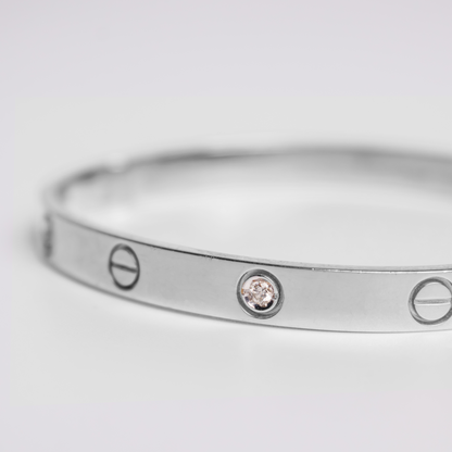 Felmeny Screw & Sparkle Bangle in White Gold with Diamonds