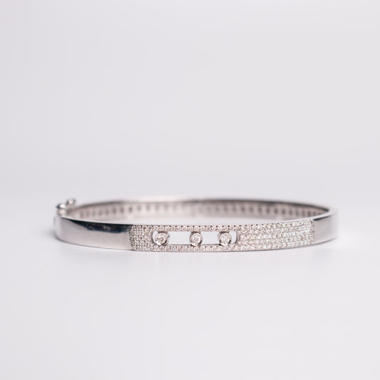 Felmeny Triplet Move Bangle in White Gold with Diamonds