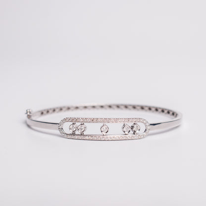 Felmeny V Move Bangle in White Gold with Diamonds