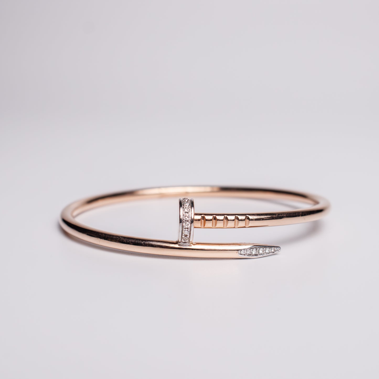 Felmeny Nail-Shaped Bangle in Rose Gold with Diamonds