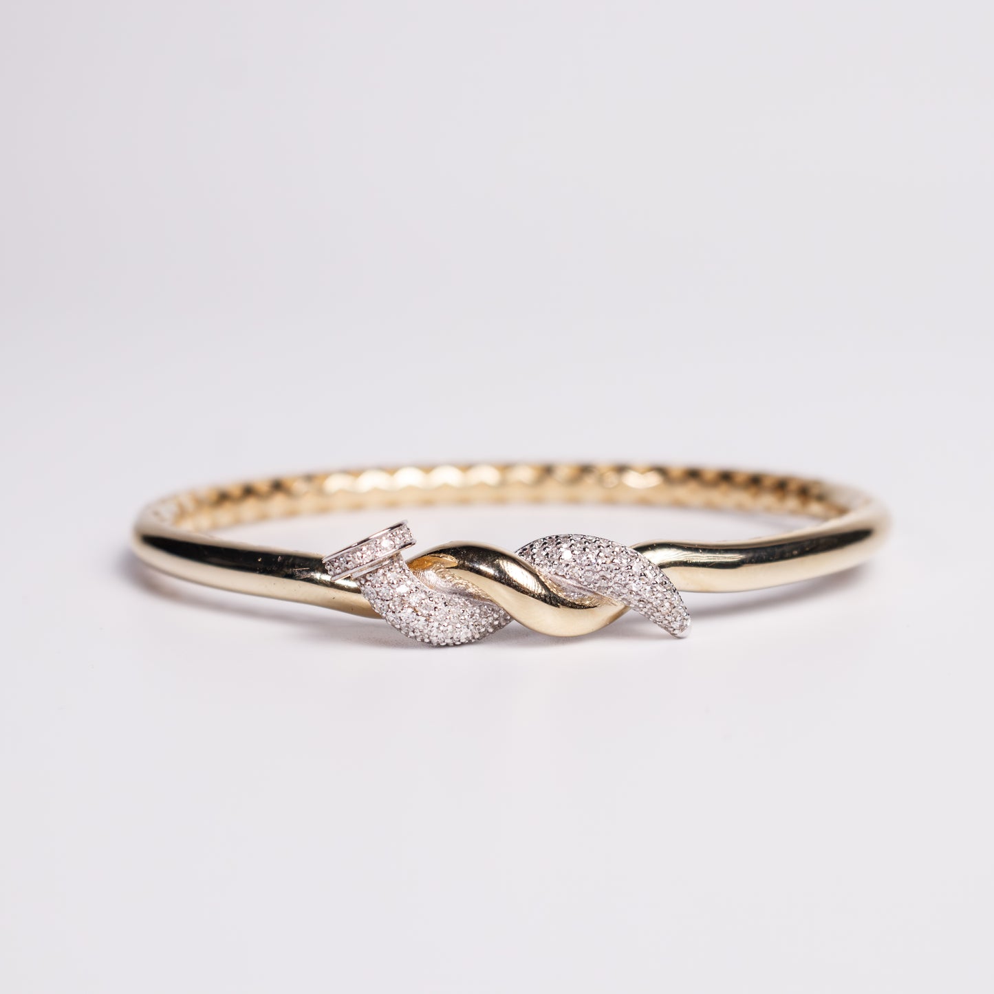 Felmeny Twisted Nail Bangle in Gold with Diamonds