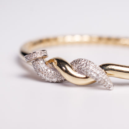 Felmeny Twisted Nail Bangle in Gold with Diamonds