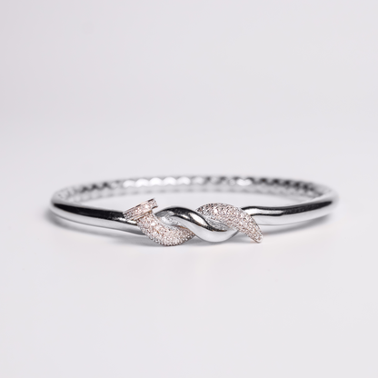 Felmeny Twisted Nail Bangle in White Gold with Diamonds