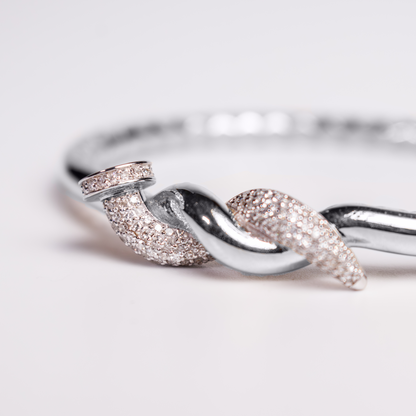 Felmeny Twisted Nail Bangle in White Gold with Diamonds