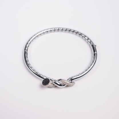 Felmeny Twisted Nail Bangle in White Gold with Diamonds