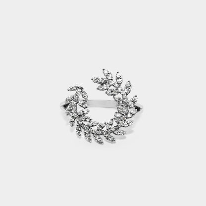 Felmeny Leaf Ring in White Gold with Diamonds