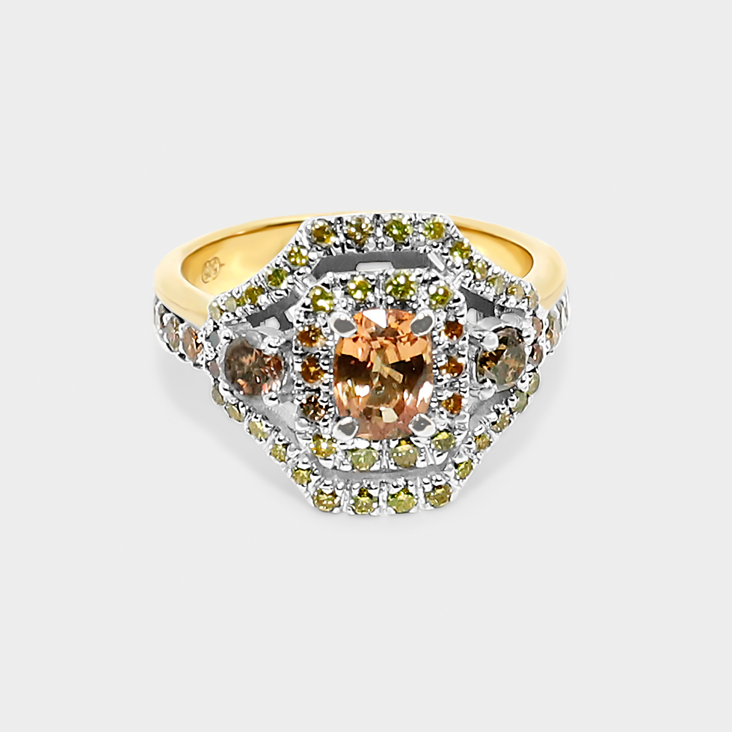 Felmeny Orange Sapphire Ring in Gold with Diamonds