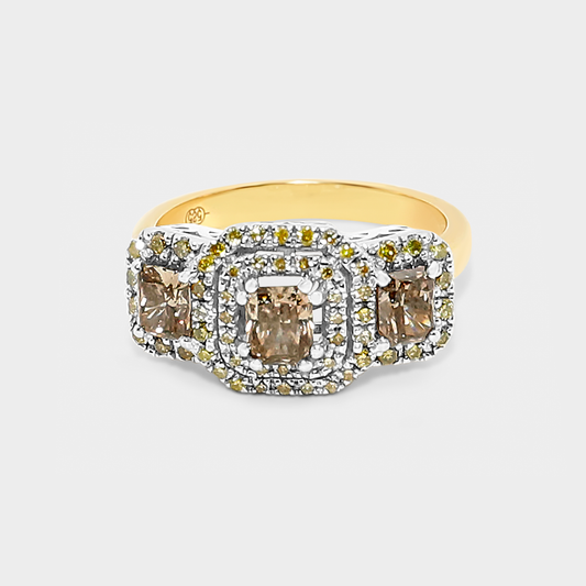 Felmeny Triplet Fancy Ring in Gold with Diamonds